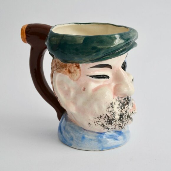 Vintage Japan Pirate Head Mug Face Stein Winking Eye Patch Ceramic 1950s - Picture 2 of 7